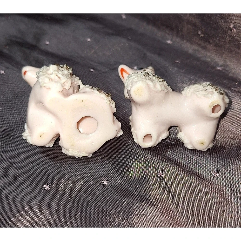 Set of Two Vintage 1950s Spaghetti glass Glass Poodle Figurines